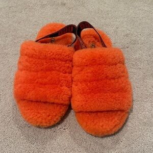 UGG Vibrant Orange Fuzzy Slippers